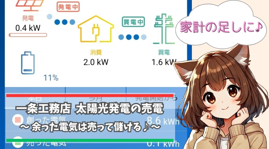一条工務店の太陽光発電の売電について紹介している女性