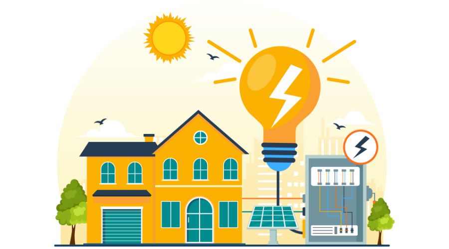太陽光付き住宅と電球