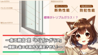 一条工務店のトリプルガラスを紹介している女性