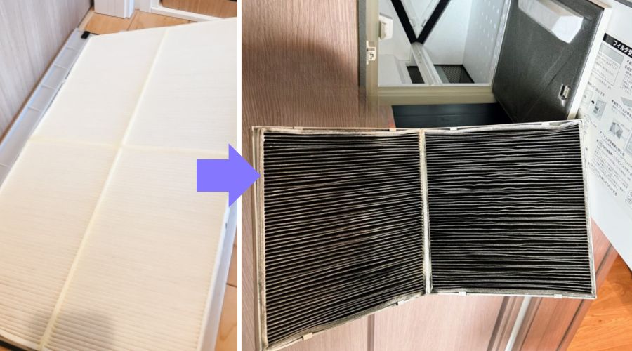ロスガードの使用前後フィルター