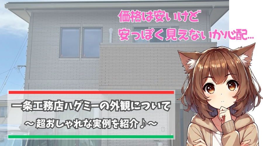 一条工務店のハグミーの外観について紹介している女性