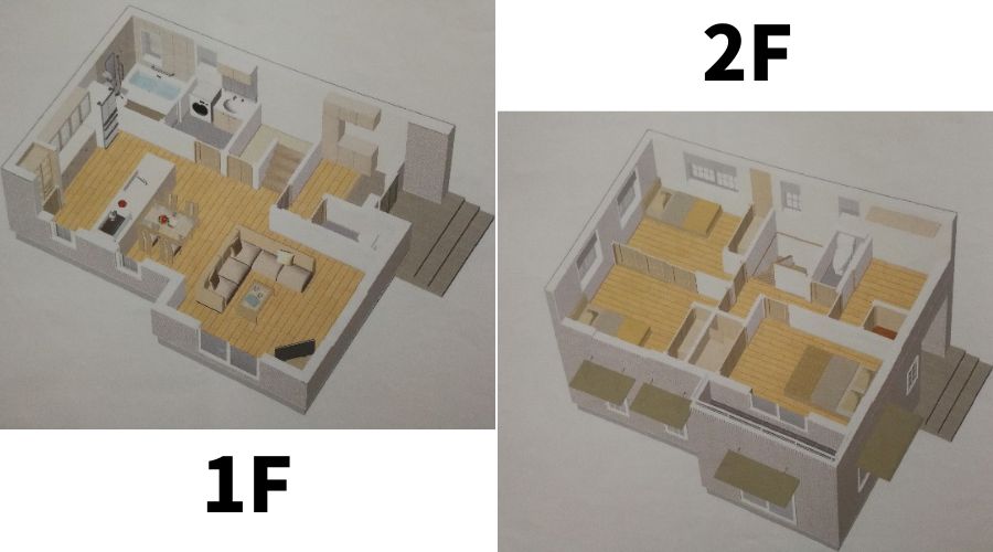 一条工務店2階建てコンパクト住宅の間取り