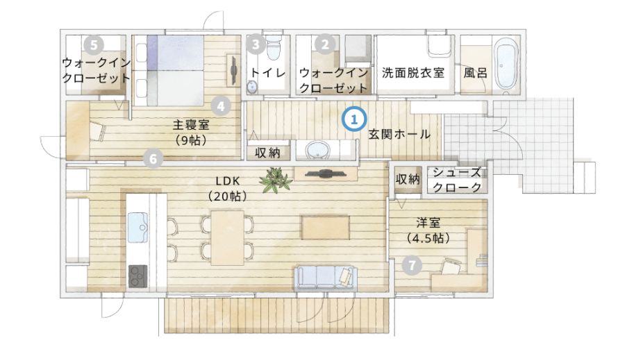 一条工務店のアイスマイルの平屋間取り