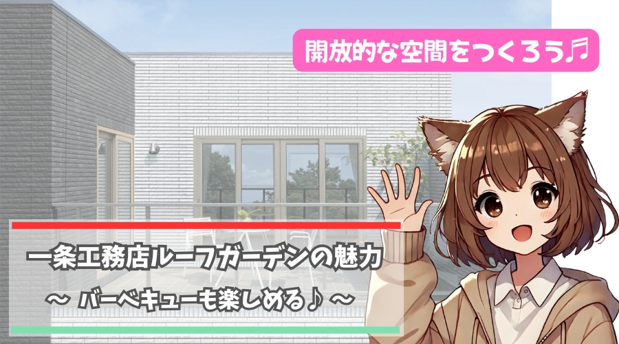 一条工務店のルーフガーデンについて解説している女性