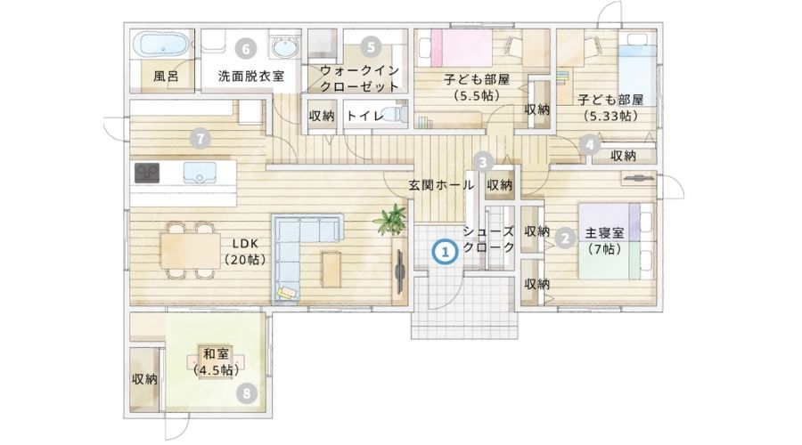 一条工務店平屋間取りその1