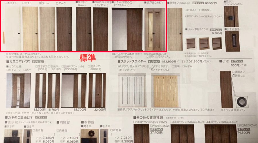 一条工務店の室内ドアのカタログ