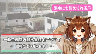 一条工務店の耐水害住宅について解説している女性