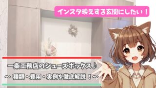 一条工務店のシューズボックスを紹介している女性
