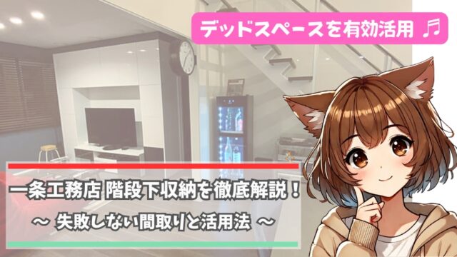 一条工務店の階段下収納について紹介している女性