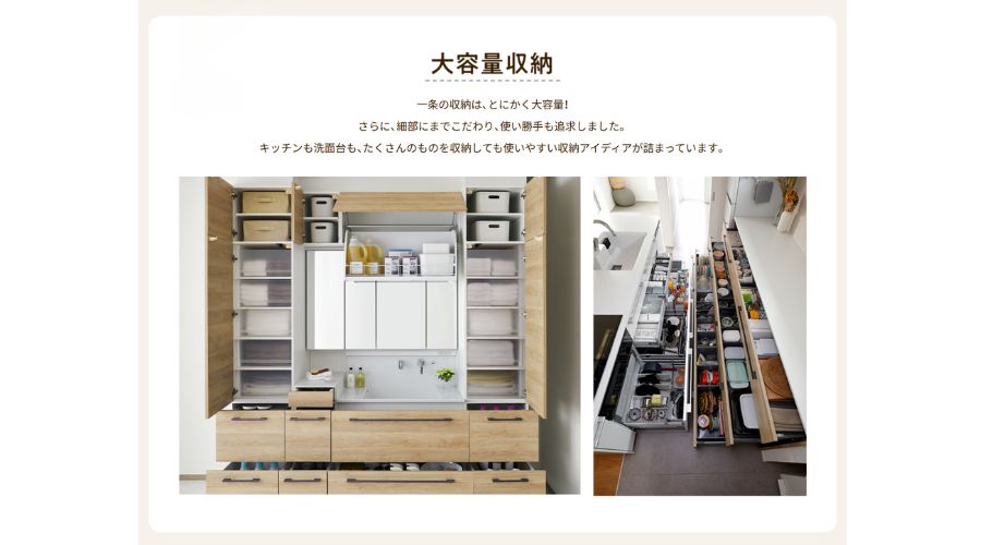 一条工務店洗面台の収納量