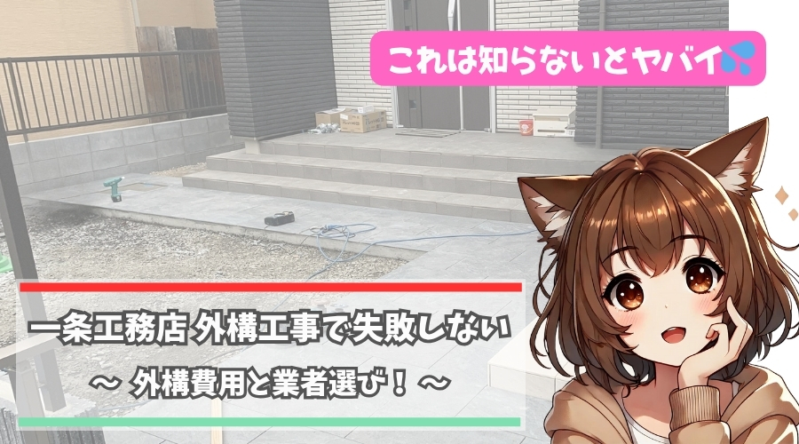 一条工務店の外構工事について解説している女性