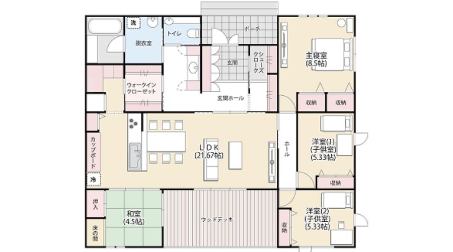 一条工務店の平屋間取り図