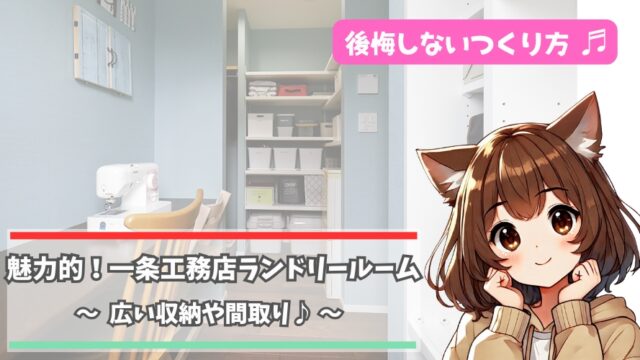 一条工務店のランドリールームについて紹介している女性