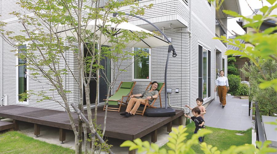 一条工務店の40坪住宅のウッドデッキ