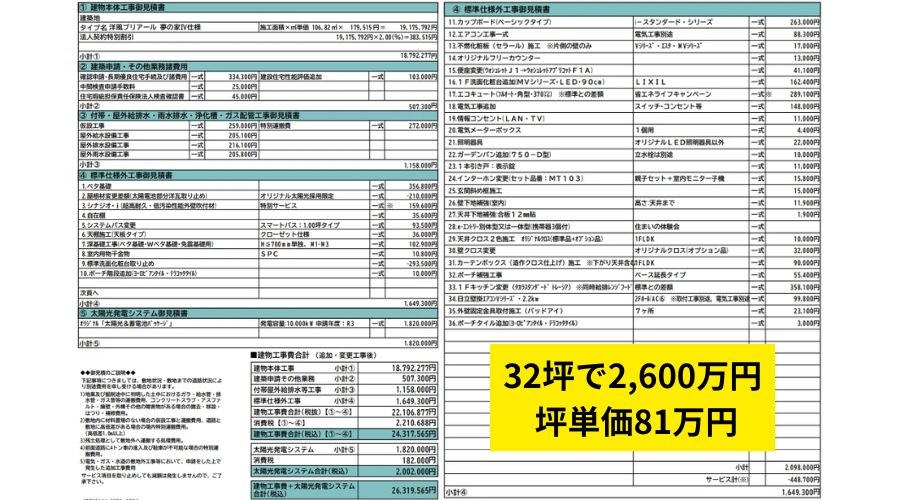 一条工務店のブリアールの見積もり