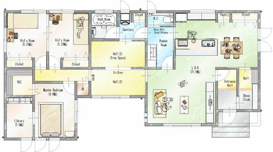 一条工務店の平屋間取り➁