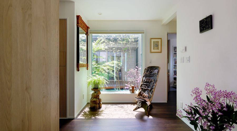 一条工務店のアイスマート平屋から見える中庭