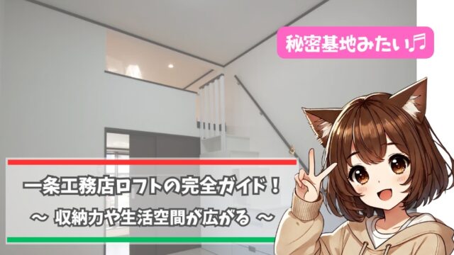 一条工務店のロフト(1.5階中二階)を紹介している女性