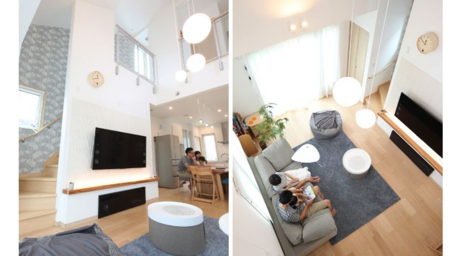 一条工務店のロフト(1.5階中二階)リビング設置