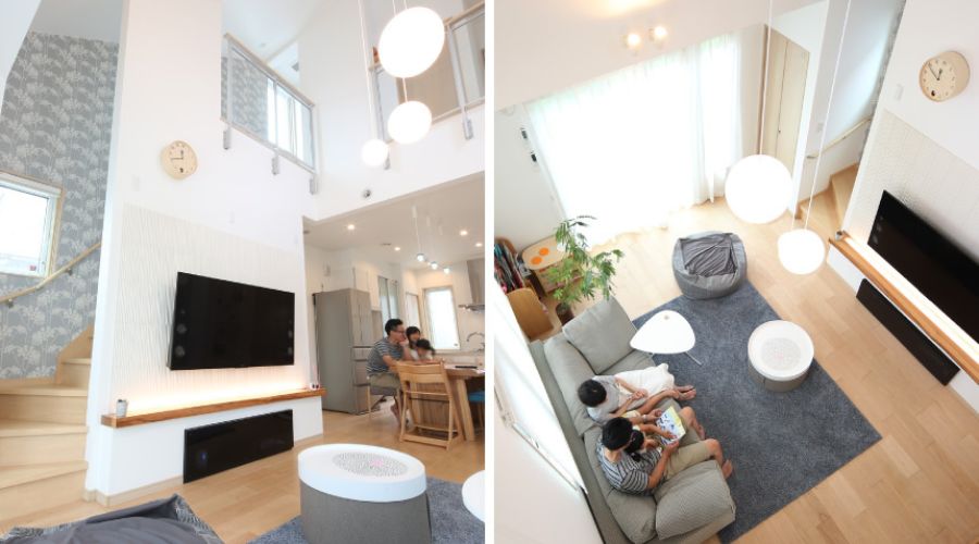 一条工務店のリビングにあるロフト(1.5階中二階)